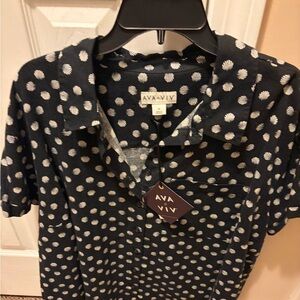 Ava & Viv Black and White Polka Dot women’s shirt